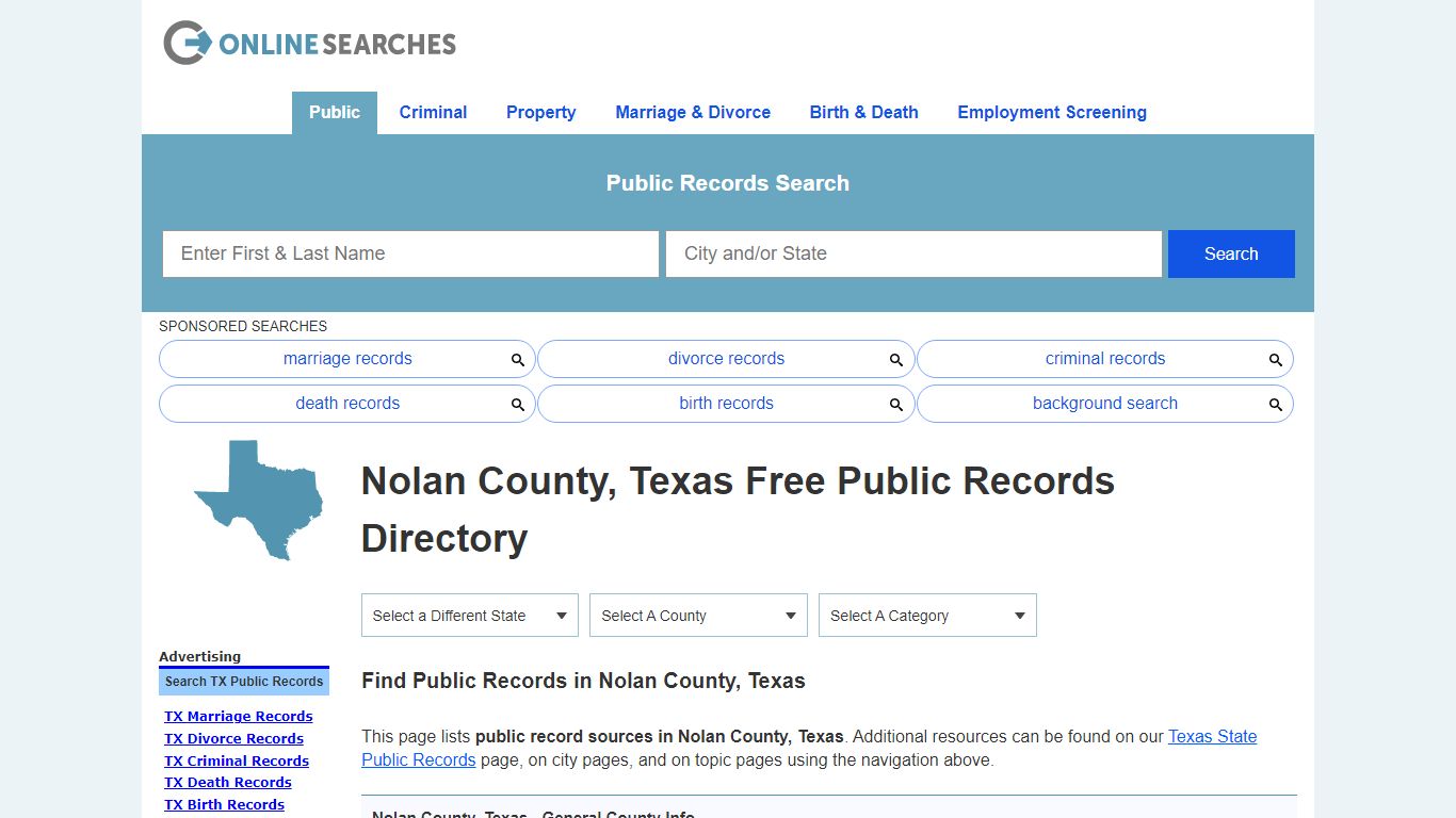 Nolan County, Texas Public Records Directory