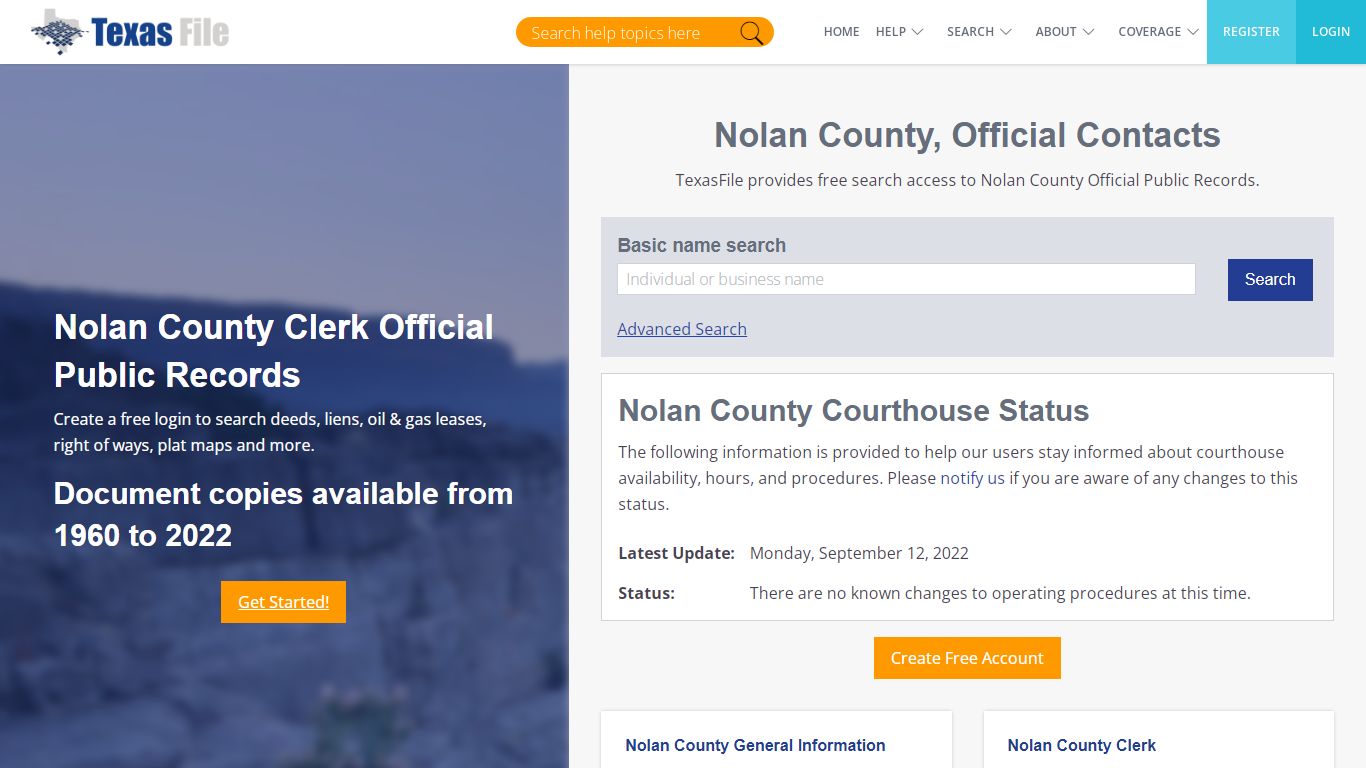 Nolan County Clerk Official Public Records | TexasFile